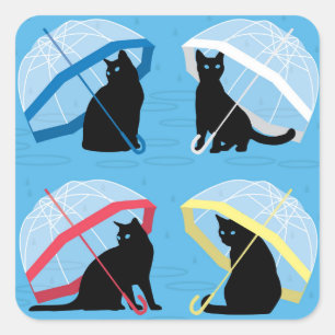 Adesivo Quadrado Chovendo os gatos de n dos gatos 'esquadram a