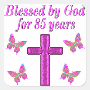 ADESIVO QUADRADO CHRISTIAN 85º ANIVERSÁRIO PINK CROSS DESIGN