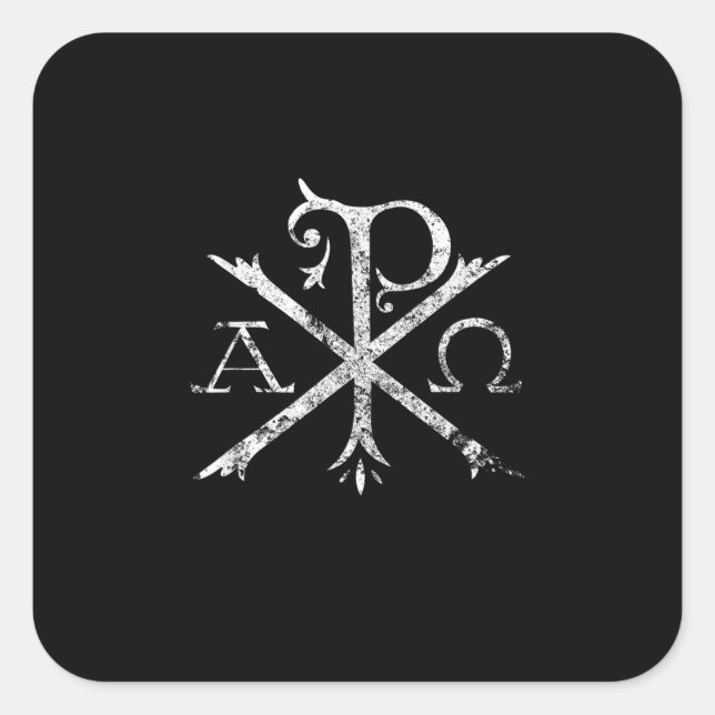 Adesivo Quadrado Christian Chi Rho T-Shirt Labarum Christographic C (Frente)
