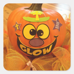 Adesivo Quadrado Christian Glow Happy Halloween Pumpkin Stickers