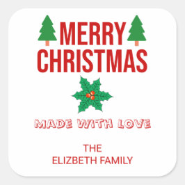 Adesivo Quadrado Christmas Holly Berry Homemade Food Baking Square