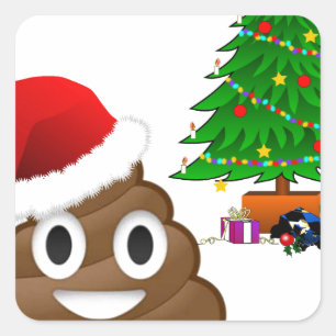 Adesivo Quadrado christmas poo emoji
