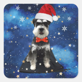 Adesivo Quadrado Christmas Schnauzer