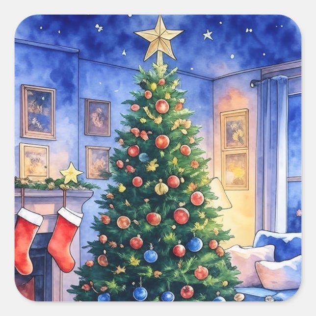 Adesivo Quadrado Christmas Sticker (Frente)