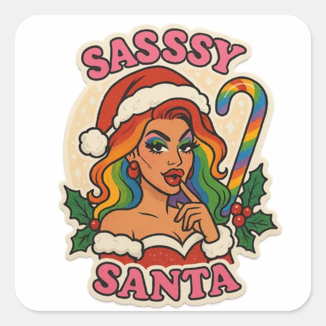 Adesivo Quadrado Christmas Sticker – Drag Queen Holiday Pride (Frente)
