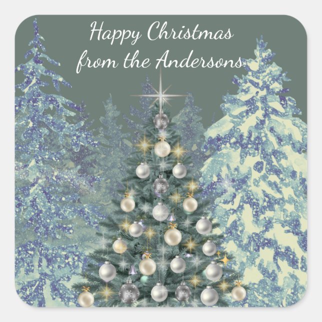 Adesivo Quadrado Christmas Sticker - Elegant Style (Frente)