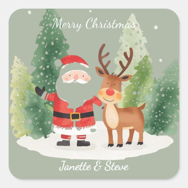 Adesivo Quadrado Christmas Sticker - Festive fun from a couple  (Frente)