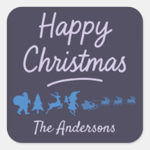 Christmas Sticker in blue silhouette