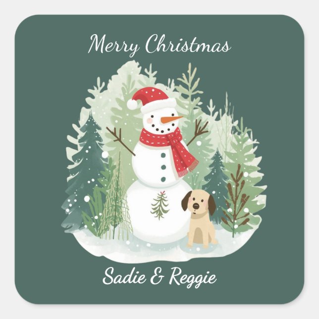 Adesivo Quadrado Christmas Sticker - Personalized Santa & Reindeer (Frente)