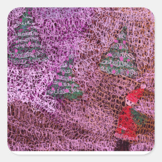 Adesivo Quadrado Christmas trees