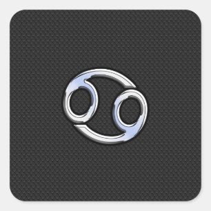 Adesivo Quadrado Chrome Like Cancer Sinal Zodiac em Preto