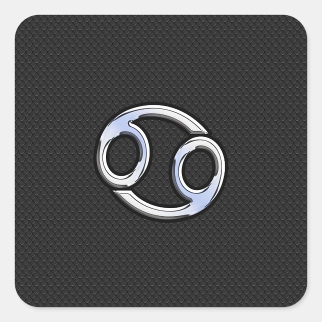 Adesivo Quadrado Chrome Like Cancer Sinal Zodiac em Preto (Frente)