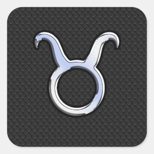 Adesivo Quadrado Chrome Like Taurus Sign on Black Cobra Skin