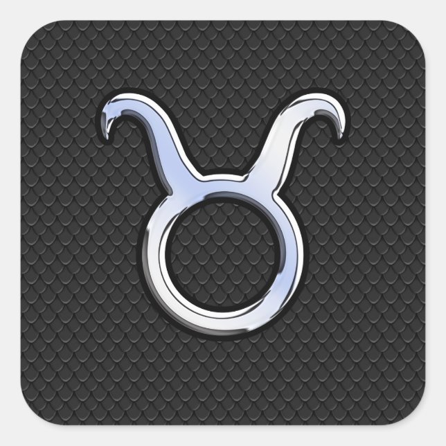 Adesivo Quadrado Chrome Like Taurus Sign on Black Cobra Skin (Frente)