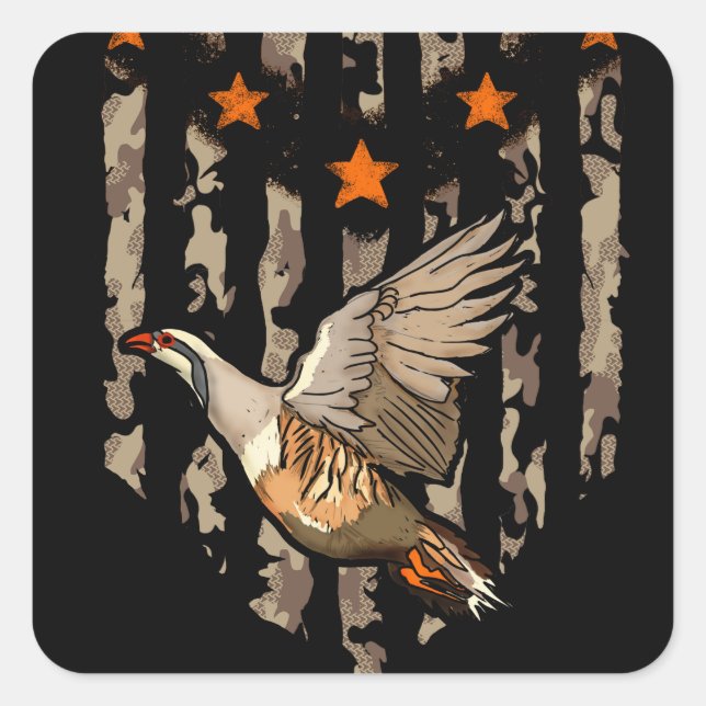 Adesivo Quadrado Chukar Bird Hunting Camo (Frente)