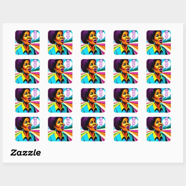 Adesivo Quadrado Church Lady Walk by Faith Art Sticker (Folha)