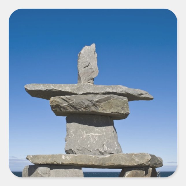 Adesivo Quadrado Churchill, Manitoba. Inukshuk (Frente)