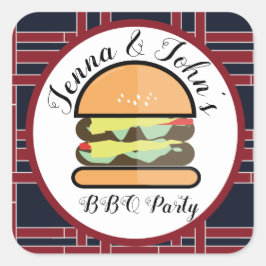 Adesivo Quadrado Churrasco Festa de Aniversário Baby Q Chá de Bebê