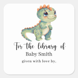 Adesivo Quadrado Chuva de água verde dinossauro Biblioteca Baby Sho
