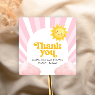 Adesivo Quadrado Chuva de Amor: Baby Shower do Sol
