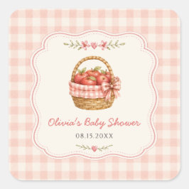 Adesivo Quadrado Chuva de Amor Gingham Baby Shower