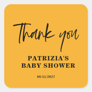 Adesivo Quadrado Chuva de Amor Laranja Baby Shower