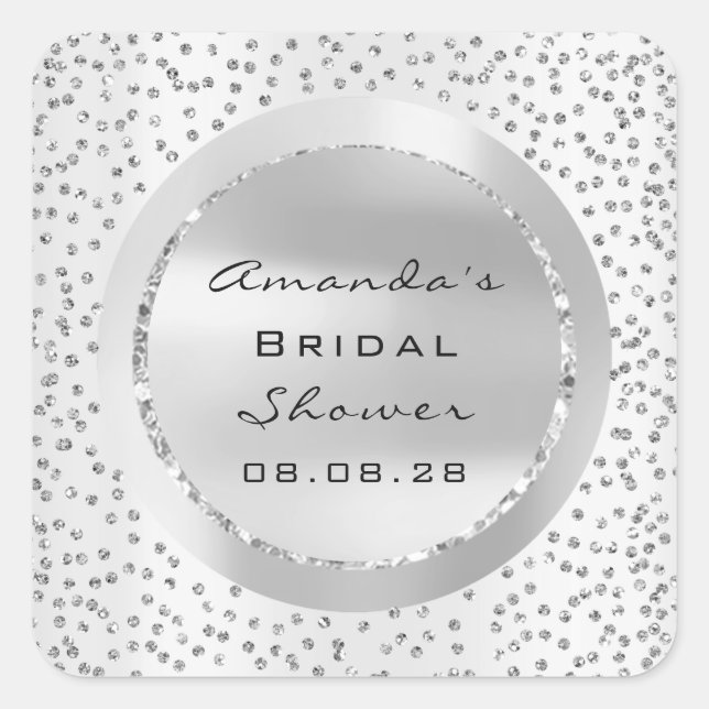 Adesivo Quadrado Chuva de Arroz Cinza Brilho Sweet 16 Confetes (Frente)