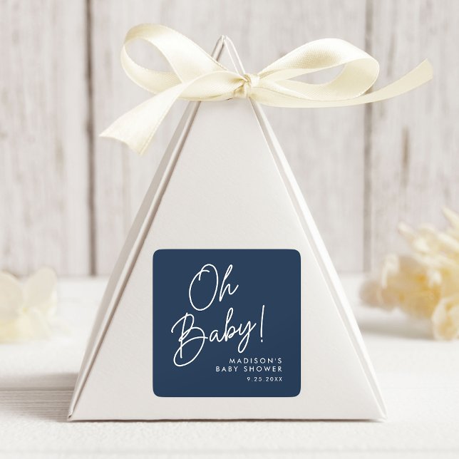 Adesivo Quadrado Chuva de Bebê Azul Moderno Oh Baby Script (Criador carregado)