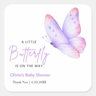 Adesivo Quadrado Chuva de Bebê Borboleta Um Pouco Rosa Roxo