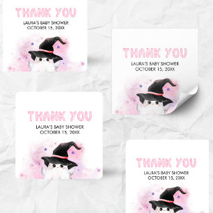 Adesivo Quadrado Chuva de Bebê Fantasma Witch Little Pink Baby Show