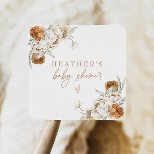 Adesivo Quadrado Chuva de Bebê Floral Terracota BOHEME