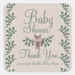 Adesivo Quadrado Chuva de Bebê Floresta Fox Rustica 