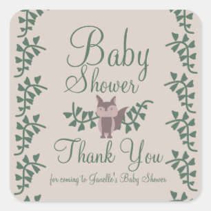 Adesivo Quadrado Chuva de Bebê Floresta Fox Rustica 