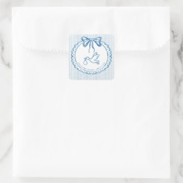 Adesivo Quadrado Chuva de Bebê Listra de Laço Aquarela Azul Caprich