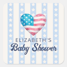Chuva de Bebê Menino Coração & Listras Estrelas Az