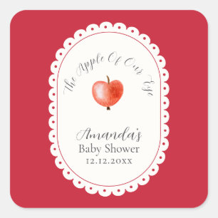 Adesivo Quadrado Chuva de Bebê Minimalista Vintage Vermelho Rustico
