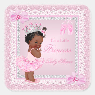 Adesivo Quadrado Chuva de Bebê Princesa Menina Rosa Bailarina Étnic