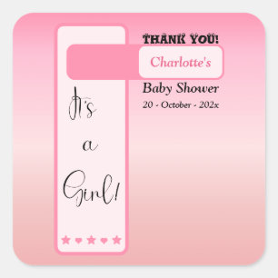 Adesivo Quadrado Chuva de Bebê Texto Olho Cute Gradiente Rosa