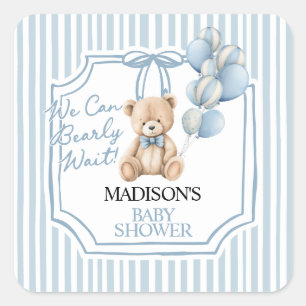 Adesivo Quadrado Chuva de Bebê Urso Azul
