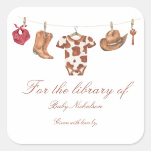 Adesivo Quadrado Chuva de bebês Little Cowboy - para a biblioteca d
