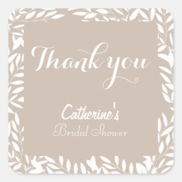 Adesivo Quadrado Chuva de Beige para Chá de Noiva