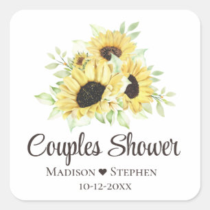 Adesivo Quadrado Chuva de Casal Flor de Girassol Amarelo Rústico