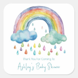 Adesivo Quadrado Chuva de Cores Boho Chás de Bebê