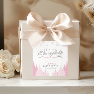 Adesivo Quadrado Chuva de Flocos de Neve Baby Shower de Inverno