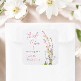 Adesivo Quadrado Chuva de flores selvagens boho moderna obrigada ch
