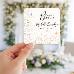Adesivo Quadrado Chuva de Noiva Aquarela Floral Amor em Flor 