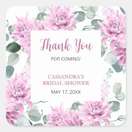 Adesivo Quadrado Chuva de Noiva Botânica Eucalipto Dália Roxa