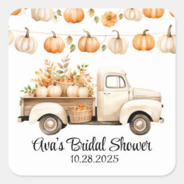 Adesivo Quadrado Chuva de Noiva Caminhão Antigo com Abóboras