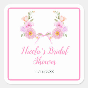 Adesivo Quadrado Chuva de Noiva com Fita Floral Rosa
