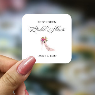 Adesivo Quadrado Chuva de Noiva com Saltos Altos Rosa